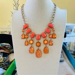 Charming Charlie - Chic Orange and Gold Statement Necklace